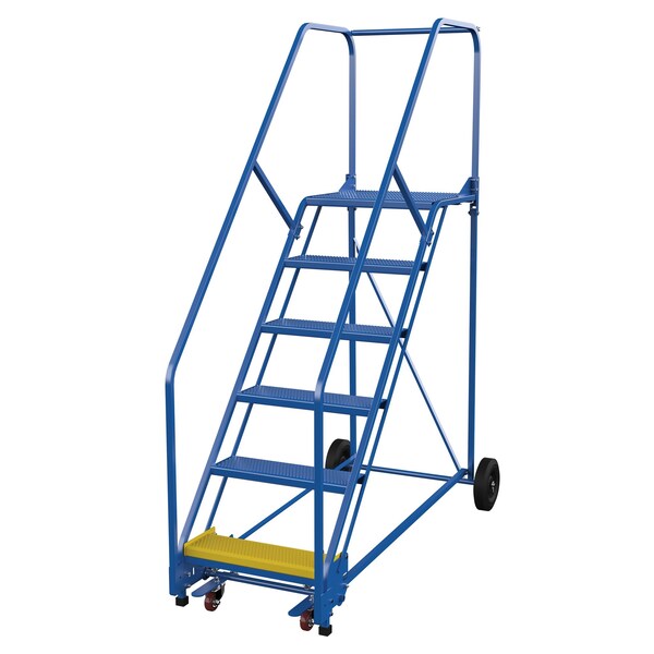 90 H Steel Warehouse Ladder, 50 deg Perf, 6 Step, 21", 6 Steps